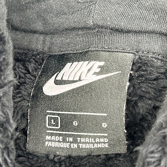 NIKE SPORTSWEAR PLUSH FAUX FUR HOODIE WOMEN SIZE LARGE BLACK - Picture 11 of 12